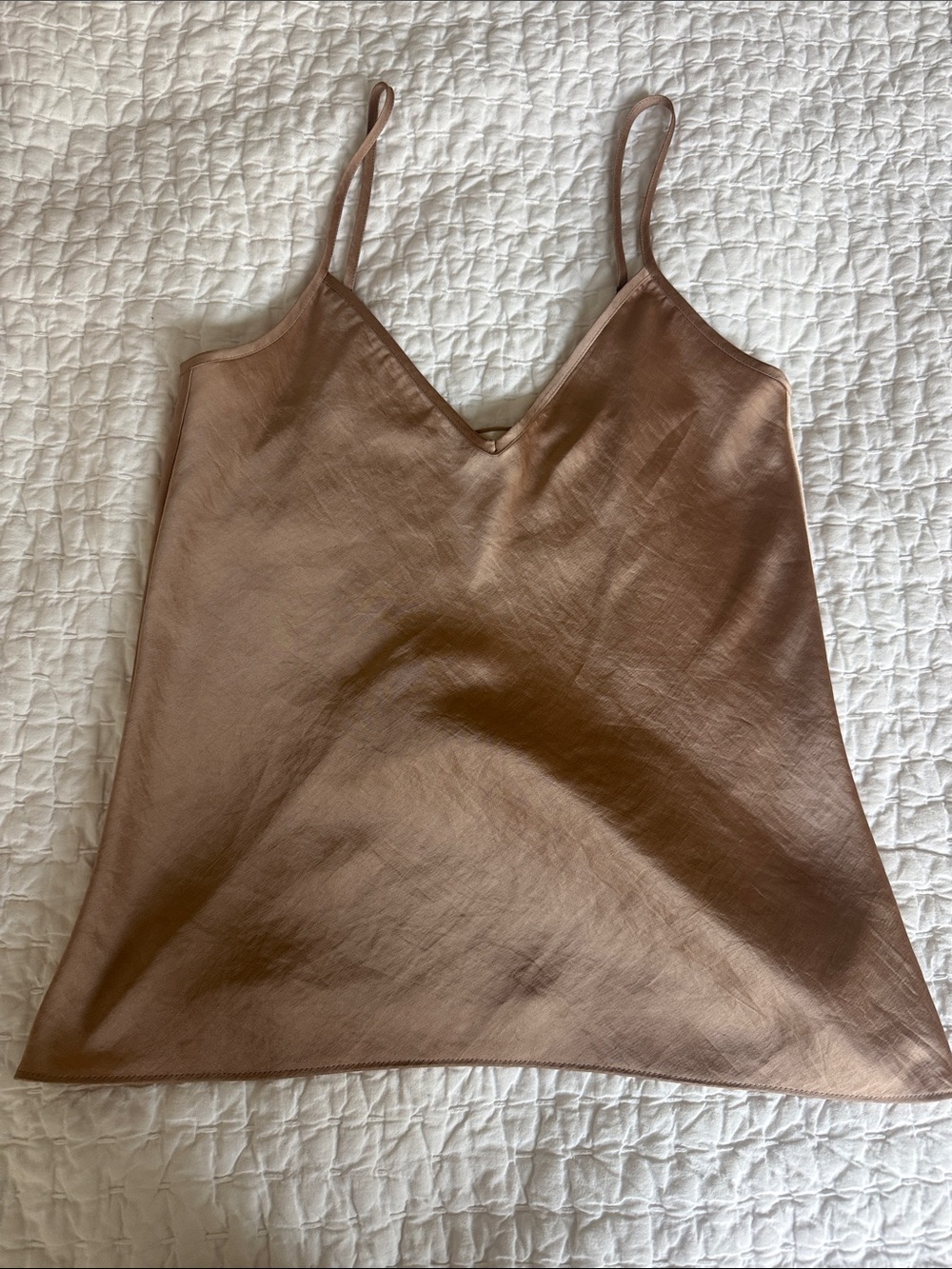 Wilfred Satin V-Neck Cami Tank Top in Light Brown